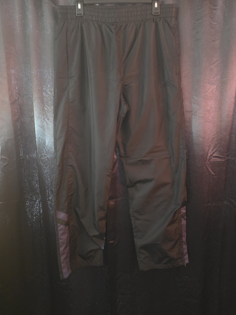 Vintage Y2K Starter Men's Black Track Pants with Gray Zip Side Panels